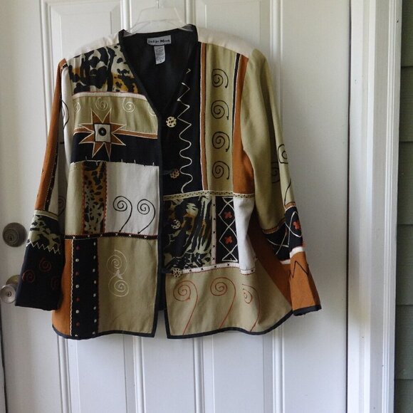 Indigo Moon women's jacket size 1X, Art to Wear, light weight button front lined - Picture 1 of 14